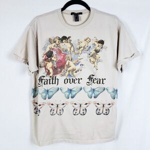 Forever 21 Renaissance Angel Tee Womens M Indie Grunge Butterflies Y2K